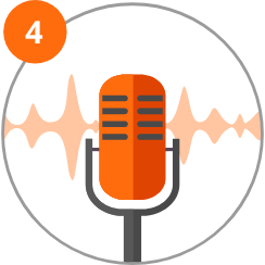 Microphone with audiowave behind - icon