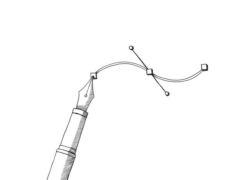 Pen nib drawing a curve