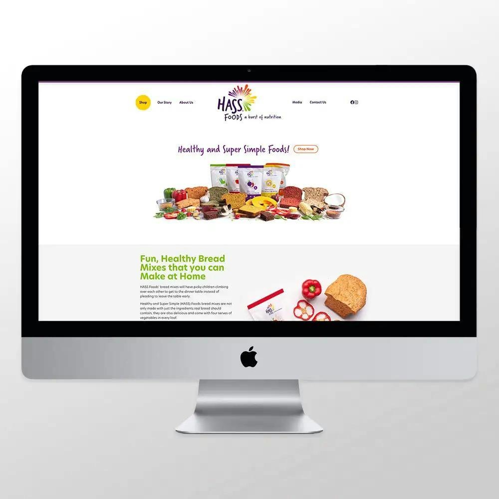 iMac mock up with HASS foods website