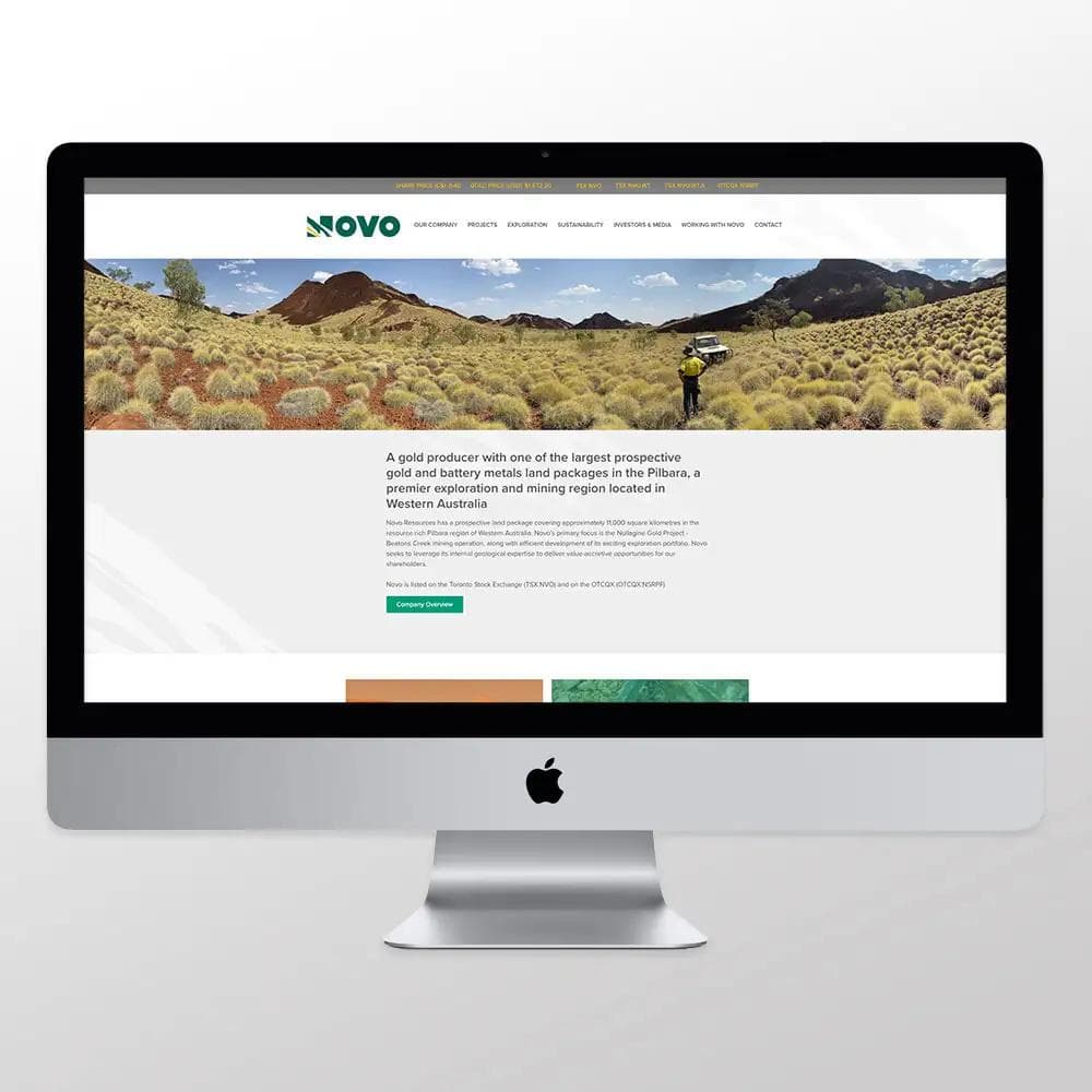 iMac mock up of novo's website