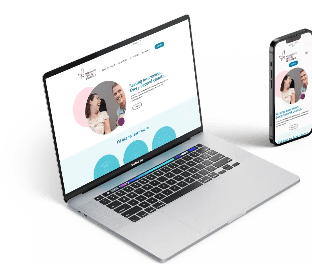 screen mock up of meningitis website